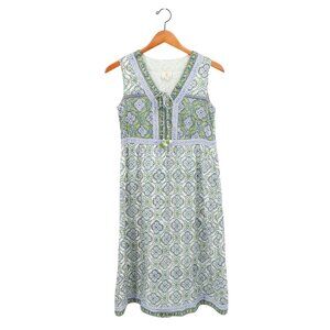 Anokhi Hand Blocked Printed Sleeveless V-Neck Dress XS